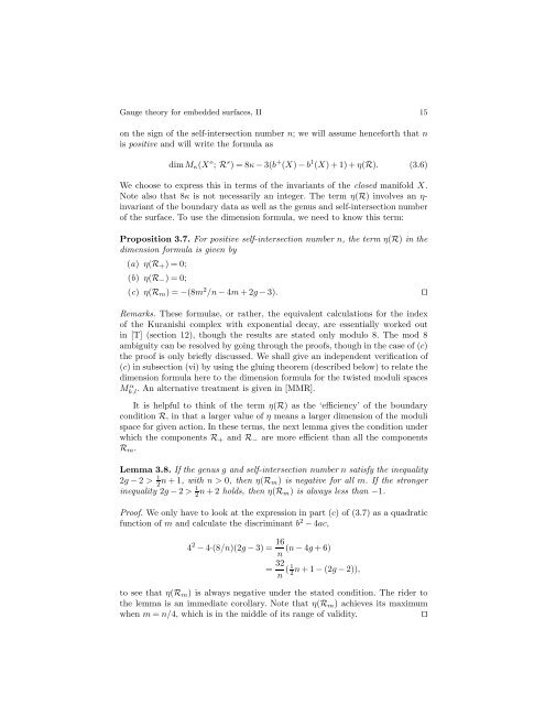 Gauge theory for embedded surfaces, II