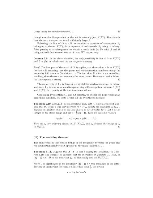 Gauge theory for embedded surfaces, II