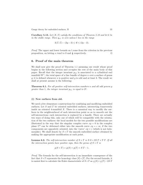 Gauge theory for embedded surfaces, II