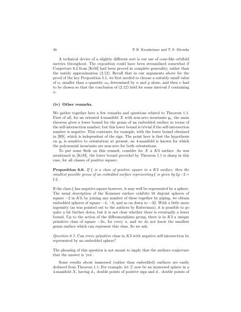 Gauge theory for embedded surfaces, II