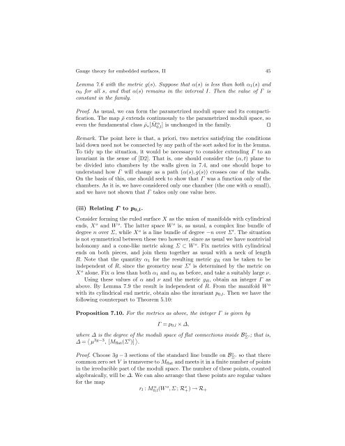 Gauge theory for embedded surfaces, II