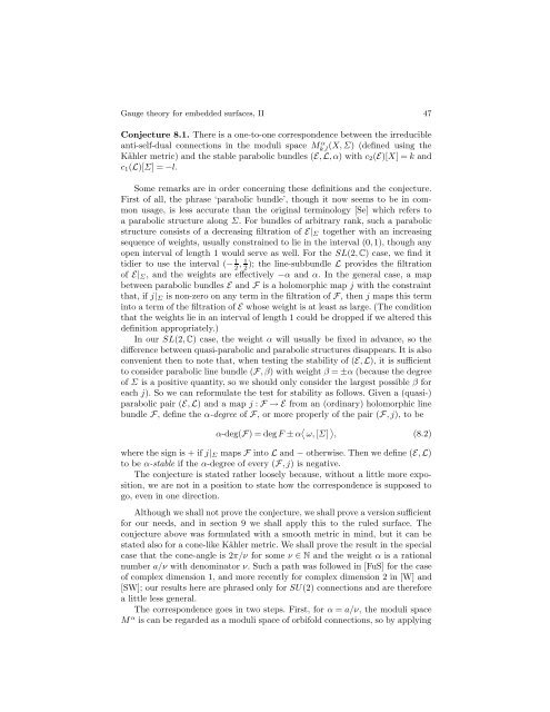 Gauge theory for embedded surfaces, II