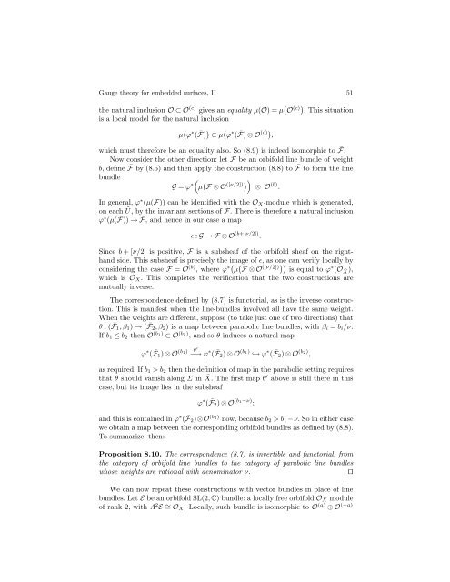 Gauge theory for embedded surfaces, II