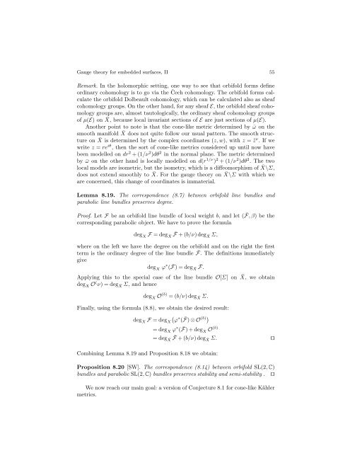 Gauge theory for embedded surfaces, II