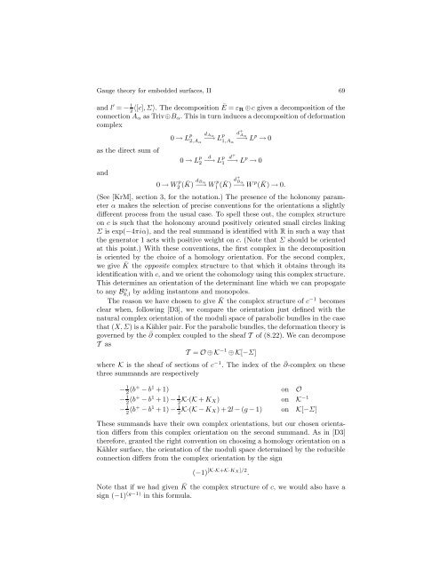Gauge theory for embedded surfaces, II