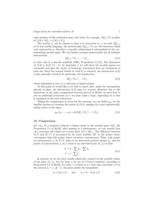 Gauge theory for embedded surfaces, II