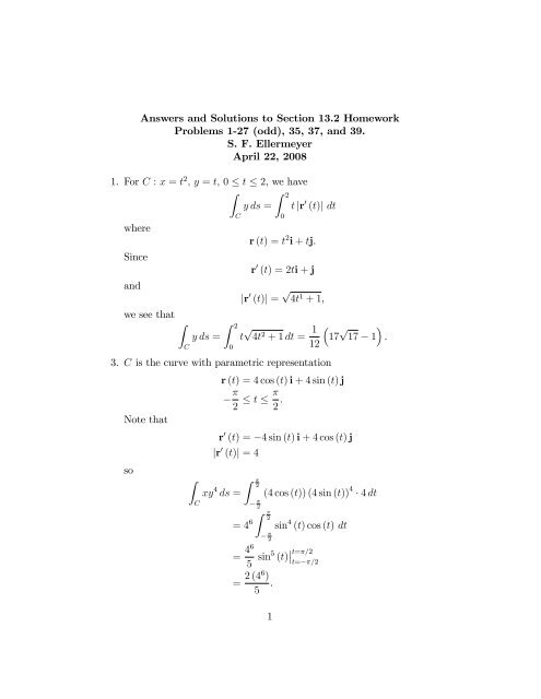 Answers and Solutions to Section 13.2 Homework Problems 1"27 ...