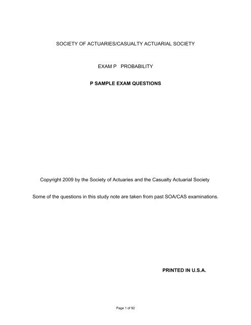 Sample Exam P