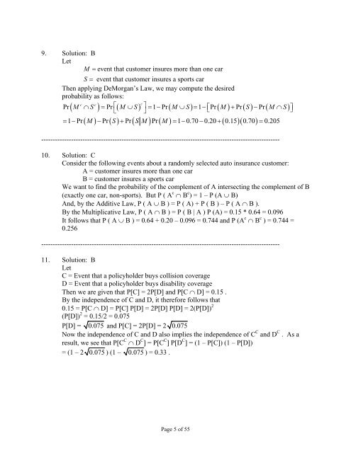 EXAM P SAMPLE SOLUTIONS