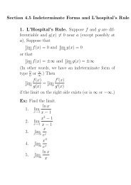 Section 4.5 Indeterminate Forms and L'hospital's Rule 1. L'Hospital's ...