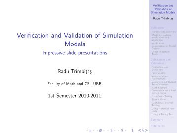 Verification and Validation of Simulation Models