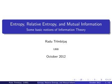 Entropy, Relative Entropy, and Mutual Information