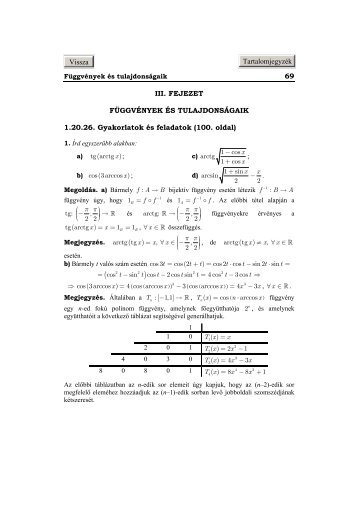 69 III. FEJEZET FÜGGVÉNYEK ÉS TULAJDONSÁGAIK 1.20.26 ...