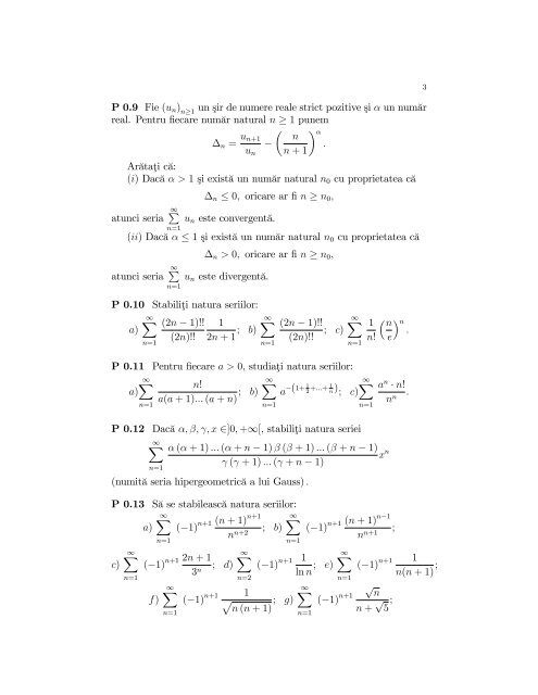 P 0.1 Stabilişti natura şsi suma seriilor: a) Σ 1 n\ ; b) Σ arctan 1 n# + n ...