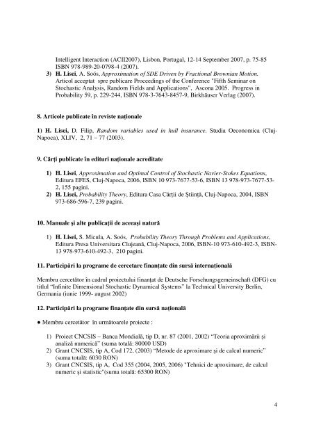 Curriculum Vitae, List of Publications