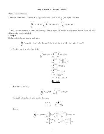 Why is Fubini's Theorem Useful?? What is Fubini's theorem ...