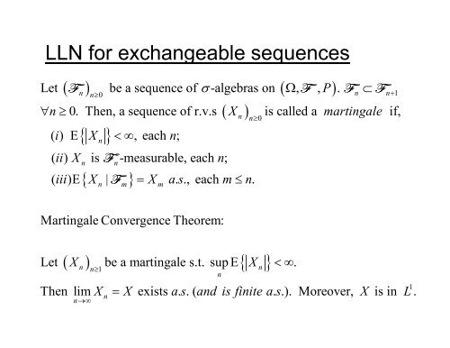 Exchangeable Sequences, Laws of Large Numbers, and the ...