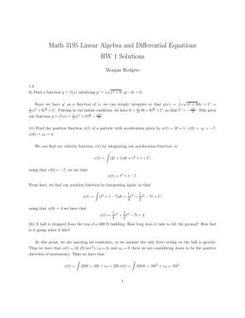 Linear algebra homework solutions