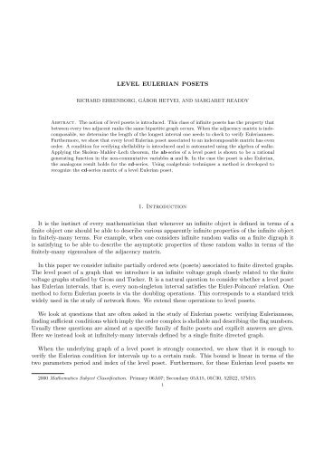 LEVEL EULERIAN POSETS 1. Introduction It is the instinct of every ...