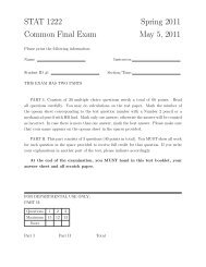 STAT 1222 Spring 2011 Common Final Exam May 5, 2011