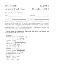 MATH 1100 Fall 2011 Common Final Exam December 9, 2011