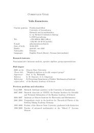 Curriculum Vitae Yulia Kuznetsova - Mathematics Research Unit