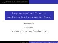 Bergman kernel and Geometric quantization (joint with Weiping ...