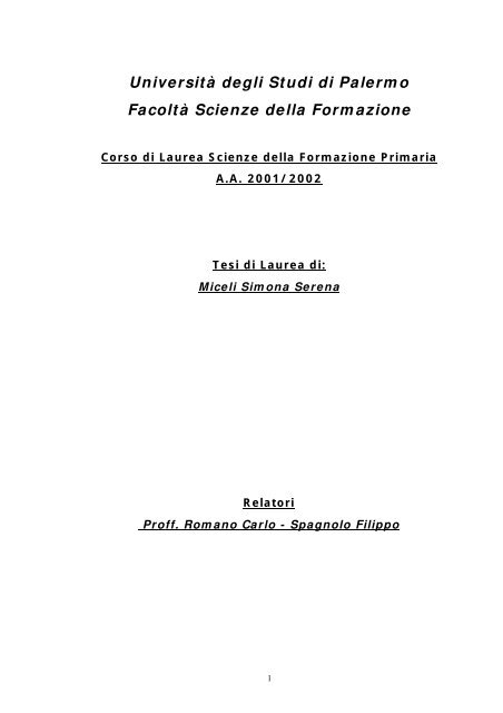 Serena Miceli: la conservazione della quantita - Dipartimento di ...