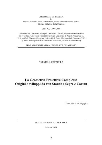 La Geometria Proiettiva Complessa Origini e sviluppi da von Staudt ...