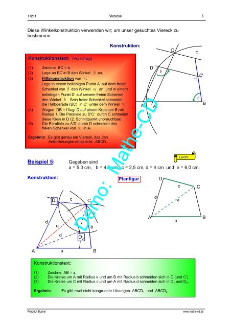 Vierecke - Internetbibliothek für Schulmathematik