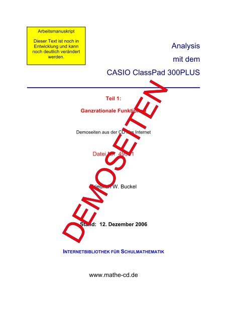 Analysis mit dem CASIO ClassPad 300PLUS