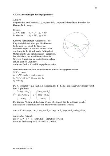 Eine Anwendung in der Kugelgeometrie