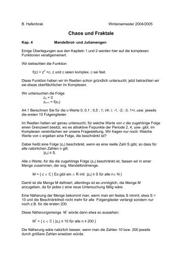 Chaos und Fraktale - Mathematik