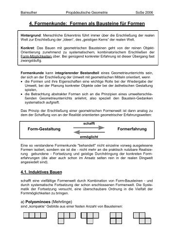 4. Formenkunde: Formen als Bausteine für Formen - Mathematik