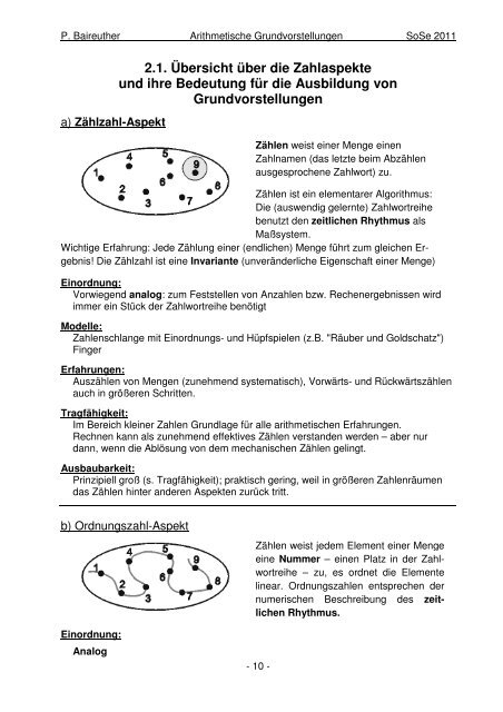 2 1 Ubersicht Uber Die Zahlaspekte Und Ihre Mathematik