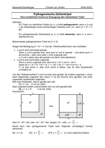 Pythagoreische Tripel - Formel - Mathematik