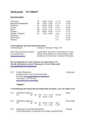 Vorlesungsverzeichnis - Mathematik