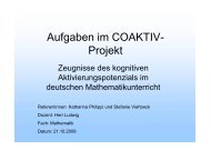 Aufgaben im COAKTIV- Projekt - Mathematik