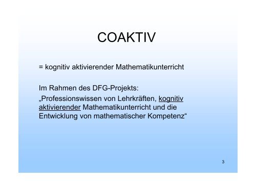 Aufgaben im COAKTIV- Projekt - Mathematik