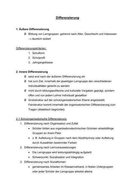 Differenzierung - Mathematik