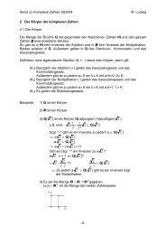 2 Der Körper der komplexen Zahlen - Mathematik