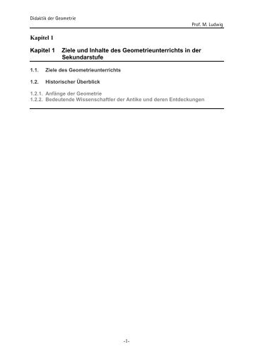 Kapitel 1 Kapitel 1 Ziele und Inhalte des Geometrieunterrichts in der ...