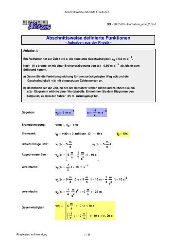 Abschnittsweise definierte Funktionen - MatheNexus