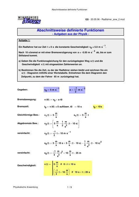Abschnittsweise definierte Funktionen - MatheNexus