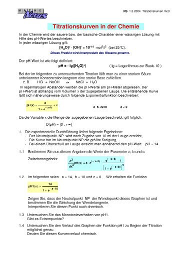 Titrationskurven in der Chemie - MatheNexus