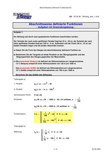 Abschnittsweise definierte Funktionen - MatheNexus