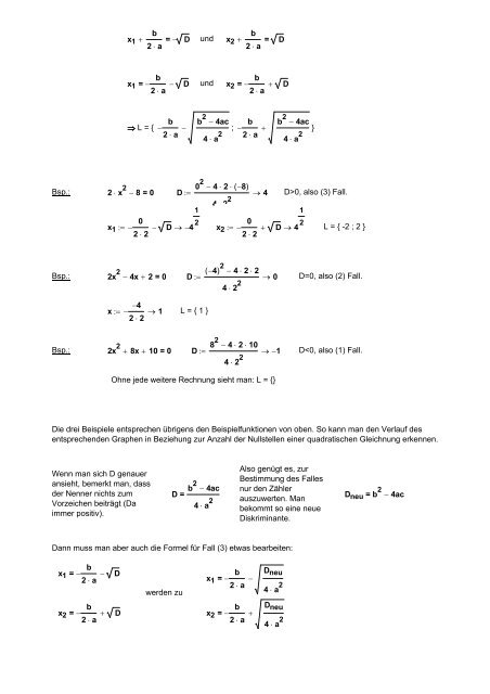 Die quadratische Gleichung ax2 + bx + c = 0 - MatheNexus