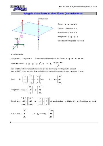 Spiegele einen Punkt an einer Ebene (Normalenform) - MatheNexus