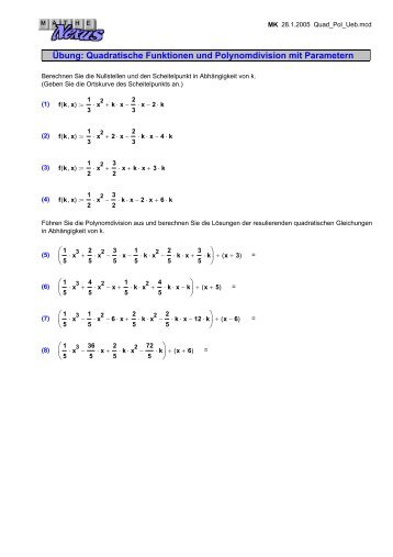 Übung: Quadratische Funktionen und ... - MatheNexus