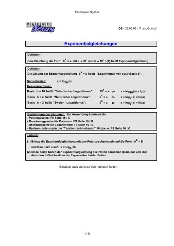 Exponentialgleichungen - MatheNexus